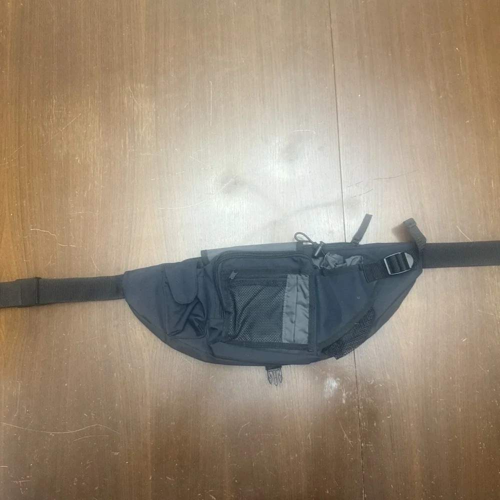 Eddie Bauer Black Waist Pack Fanny Pack Travel Hiking‎ Multi Pocket Adjustable